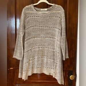 Crocheted Scoop Neck Sweater XL